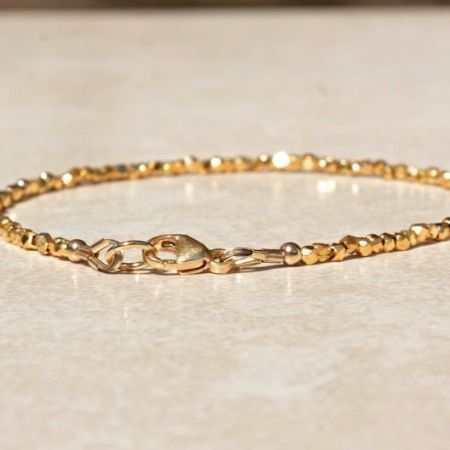 Facted metal beaded bracelet, 22k gold plated bracelet for women, Handmade jewelry